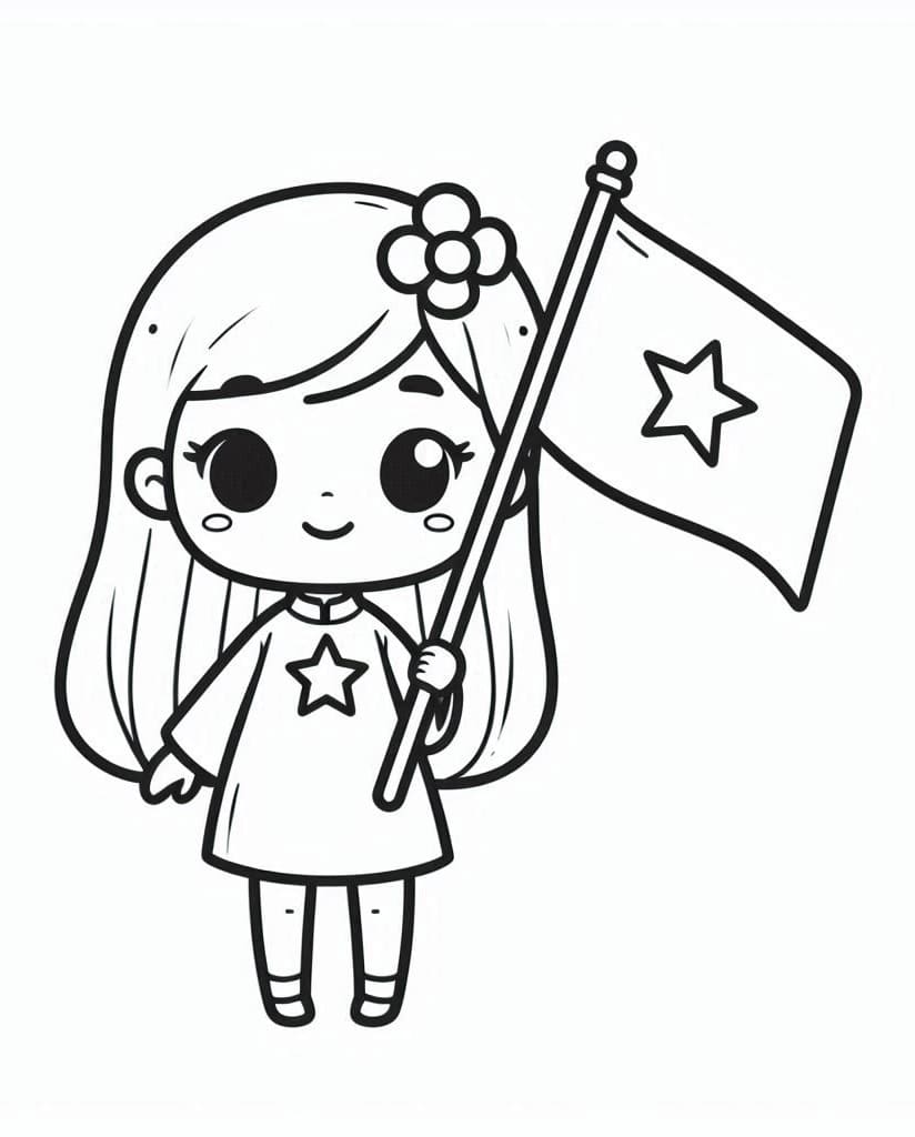 Bé Gái Cầm Lá Cờ Việt Nam