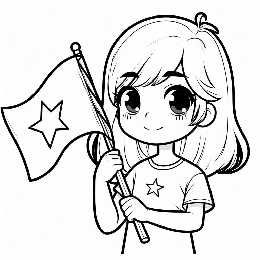 Bé Gái Với Lá Cờ Việt Nam