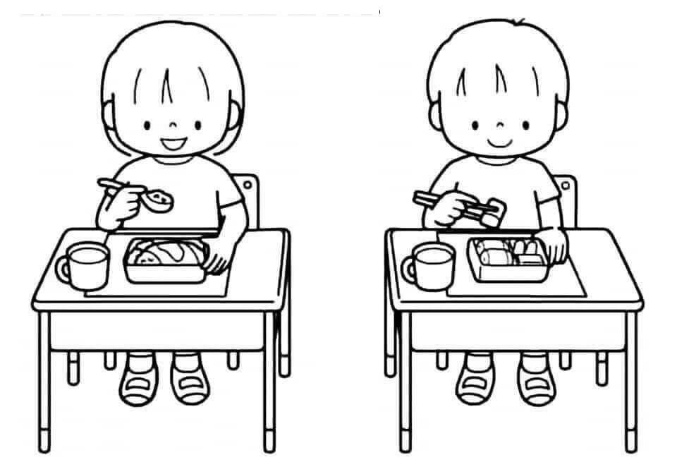 Các Bé Giữ Khoảng Cách Khi Ăn Cơm