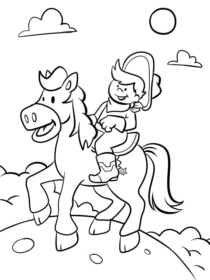 Cậu Bé Cao Bồi Cưỡi Ngựa