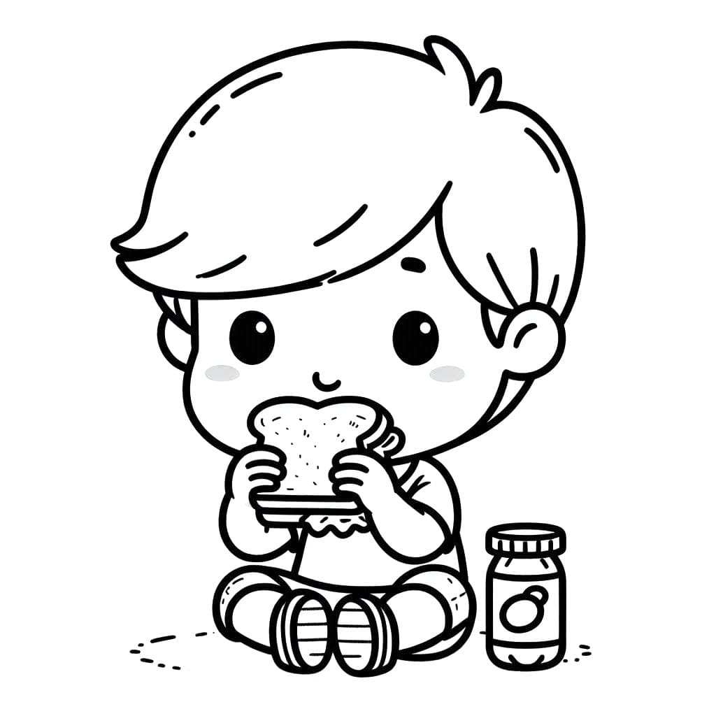 Cậy Bé Ăn Bánh Mì Kẹp