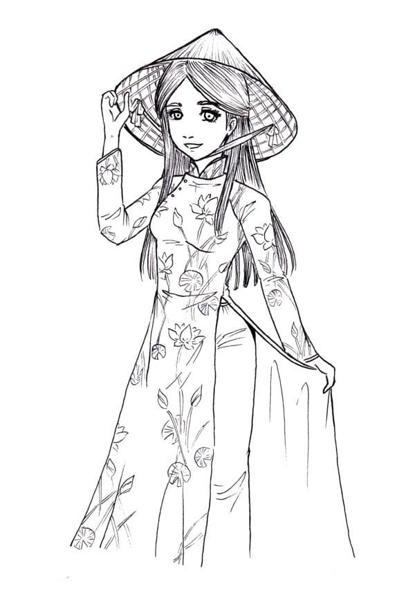 Cô Gái Xinh Đẹp Mặc Áo Dài