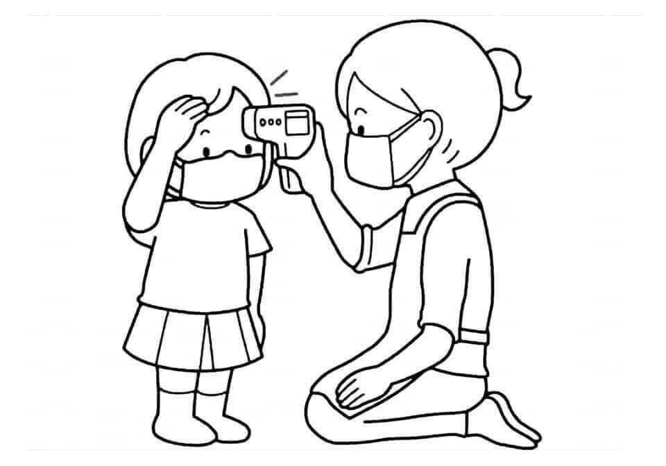 Co Giáo Đo Thân Nhiệt Cho Bé