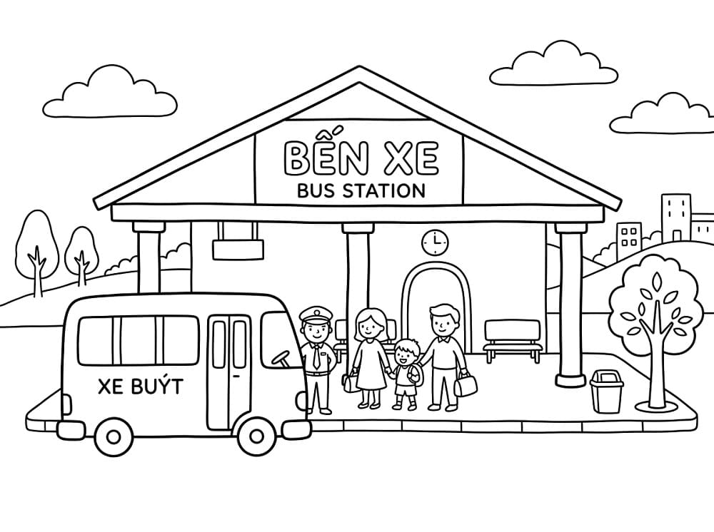Family at the Bus Station