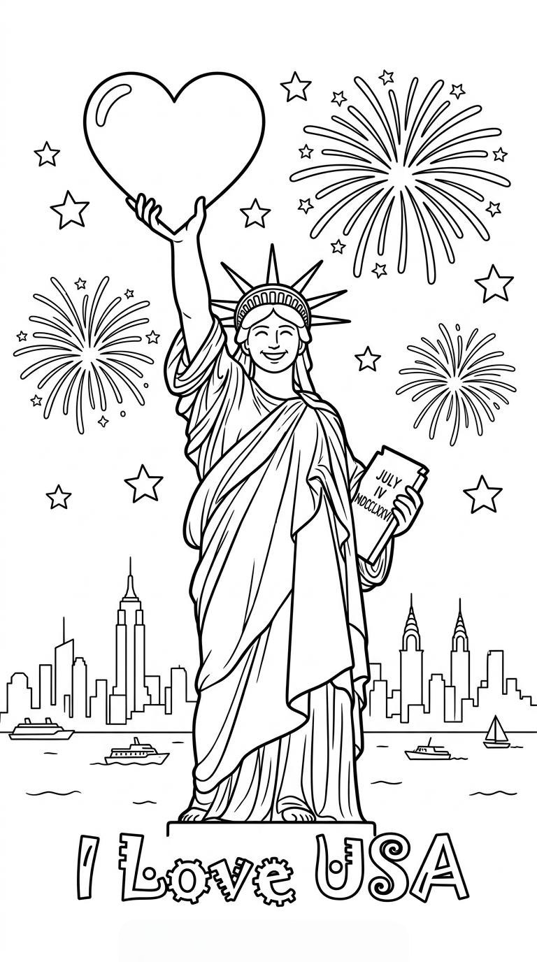 Tranh tô màu i love usa