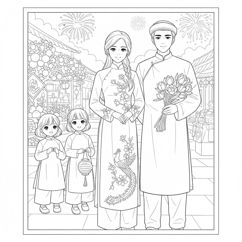 Một Gia Đình Nhỏ Mặc Áo Dài