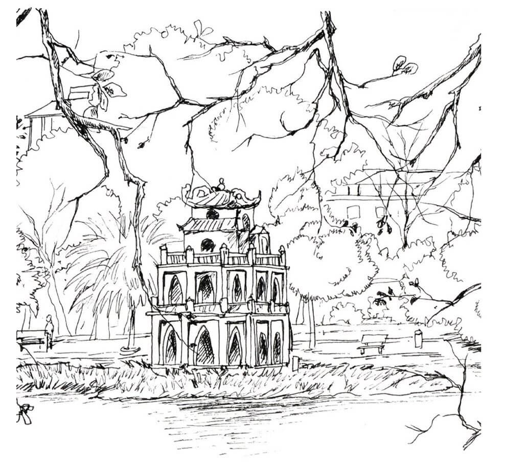 Tháp Rùa Trên Hồ