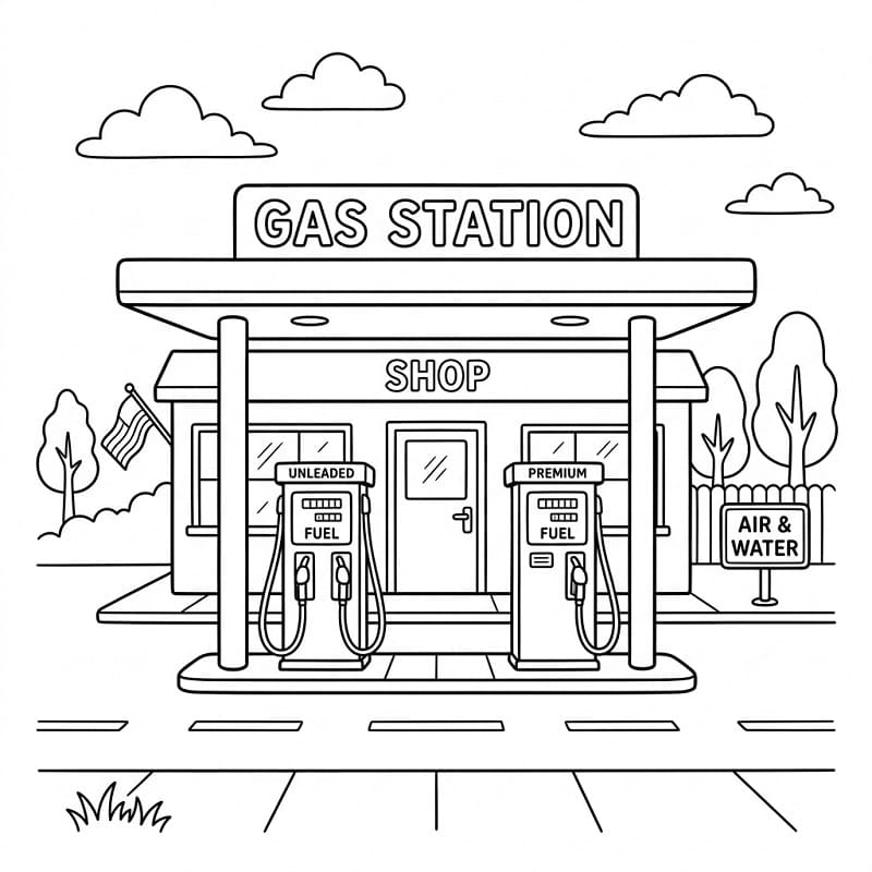 Gas Station by the Road