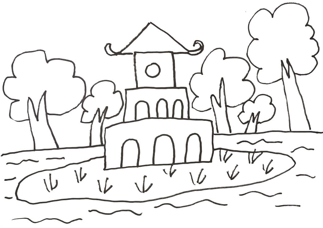 Tranh Vẽ Tháp Rùa