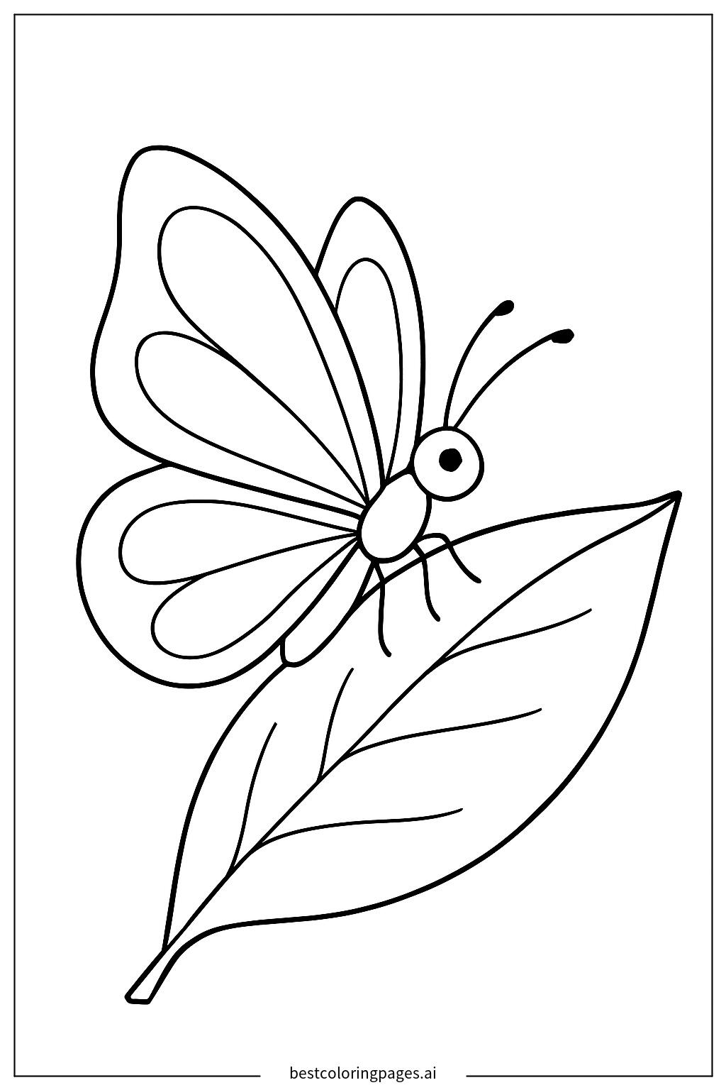A single butterfly on a leaf