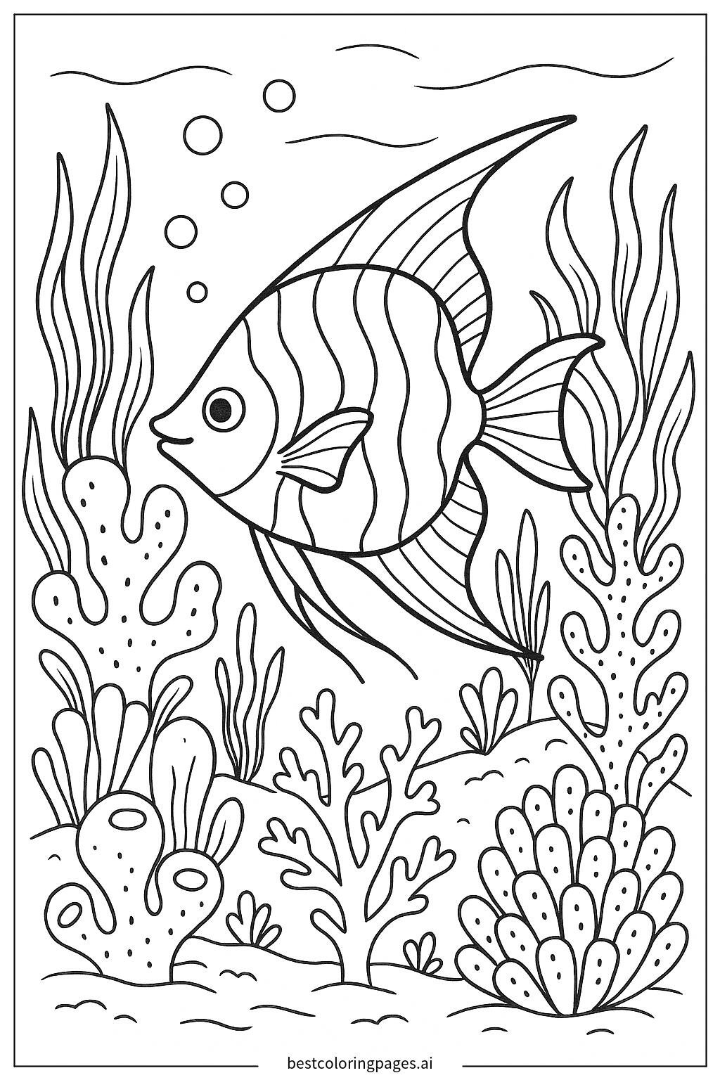 Angelfish with coral