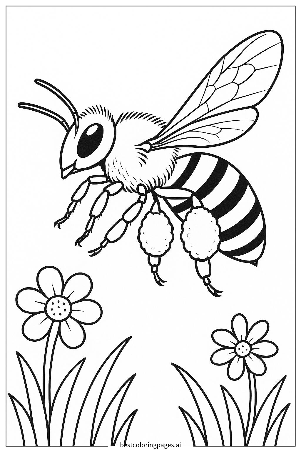 Bee carrying pollen on its legs