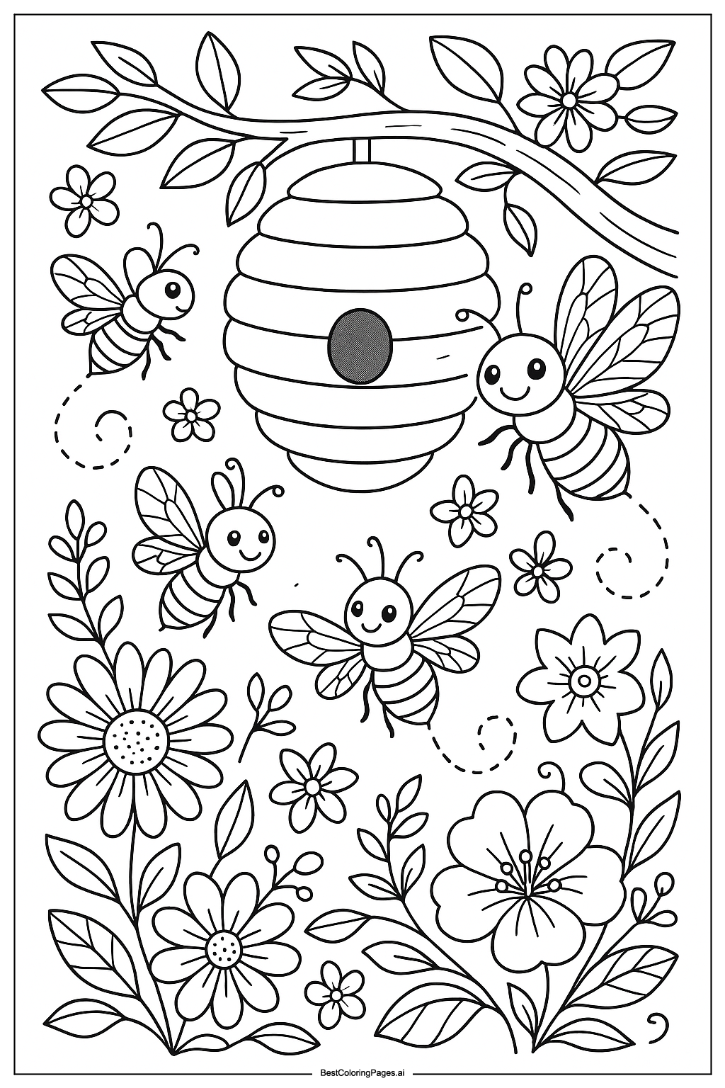 Bee family near a beehive