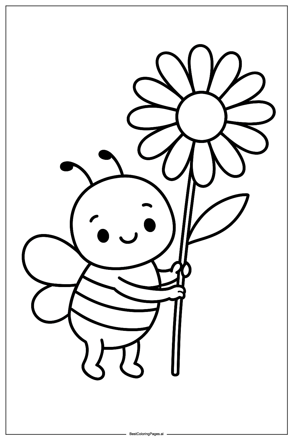 Bee holding a flower