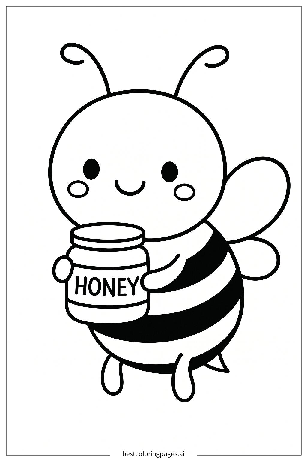 Bee holding a tiny jar of honey