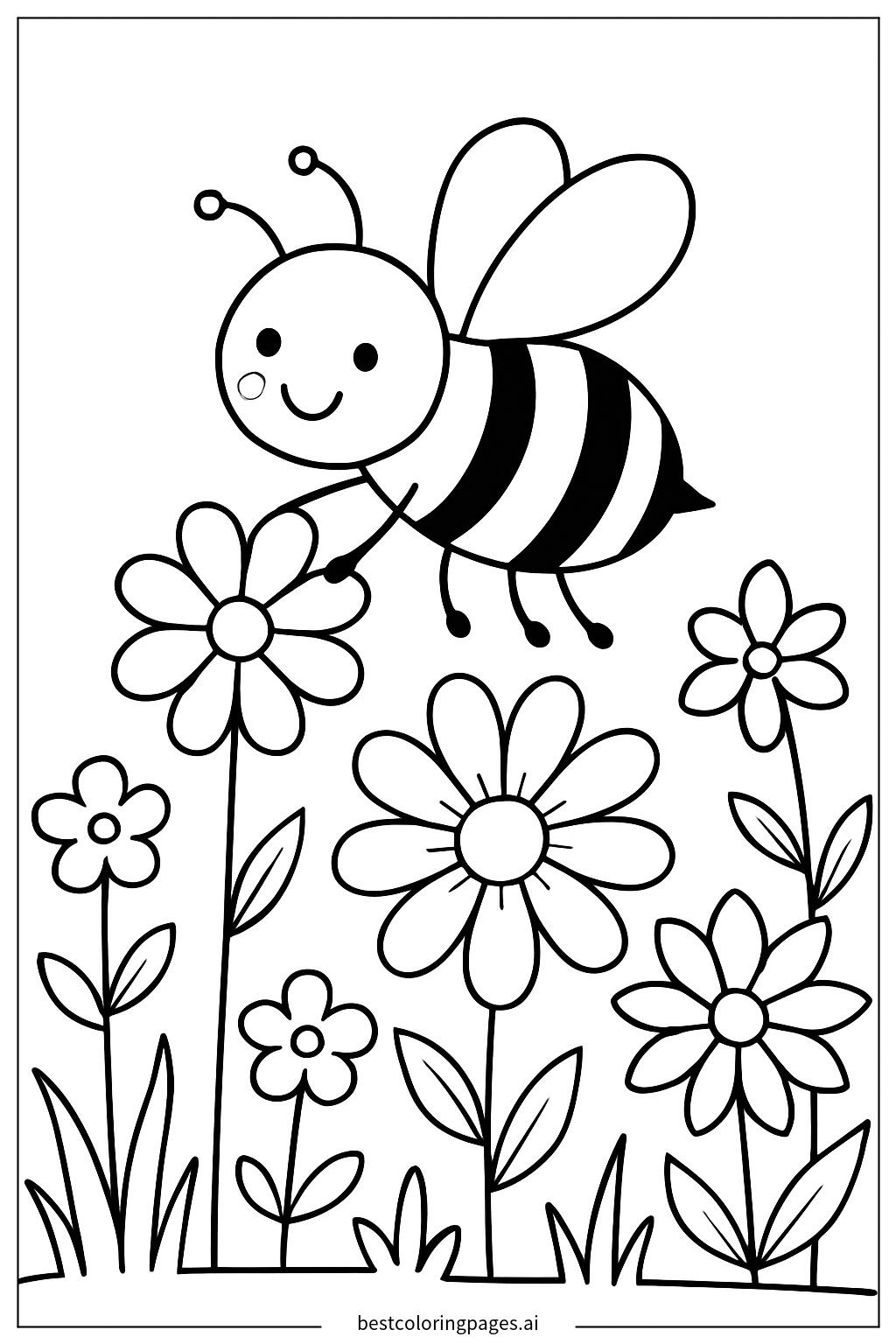 Bee pollinating flowers