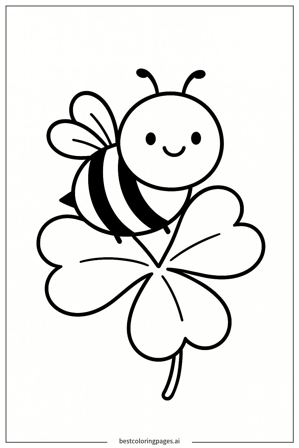 Bee sitting on a clover leaf
