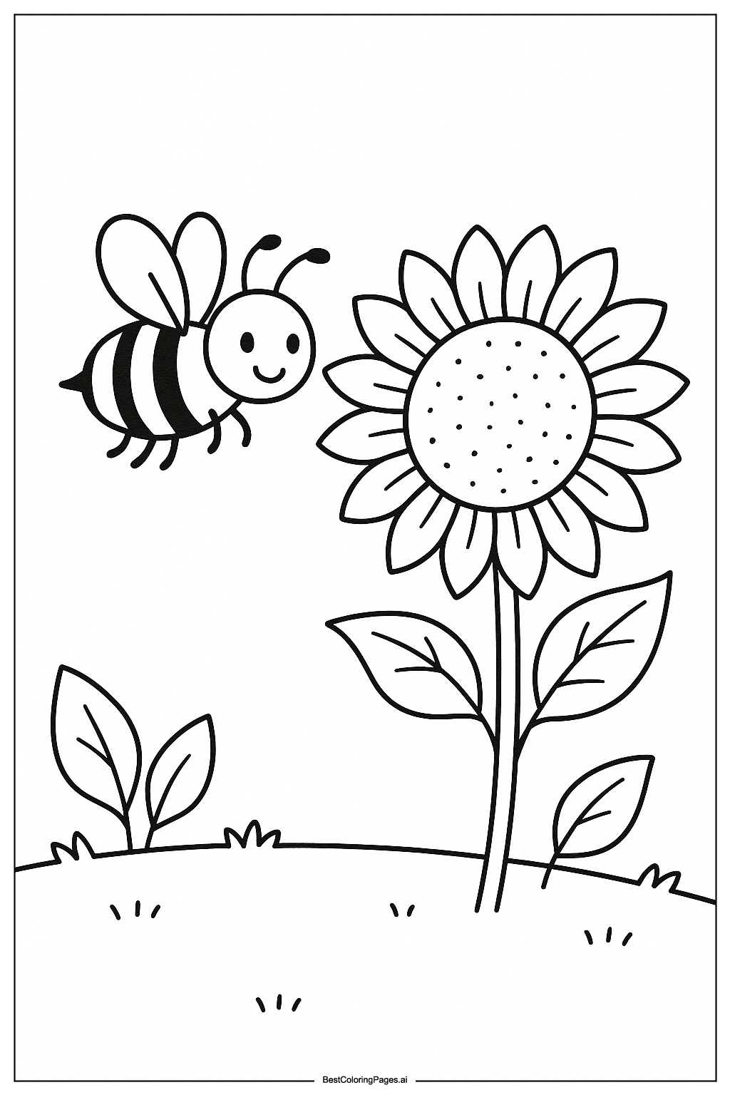 Bee visiting a sunflower