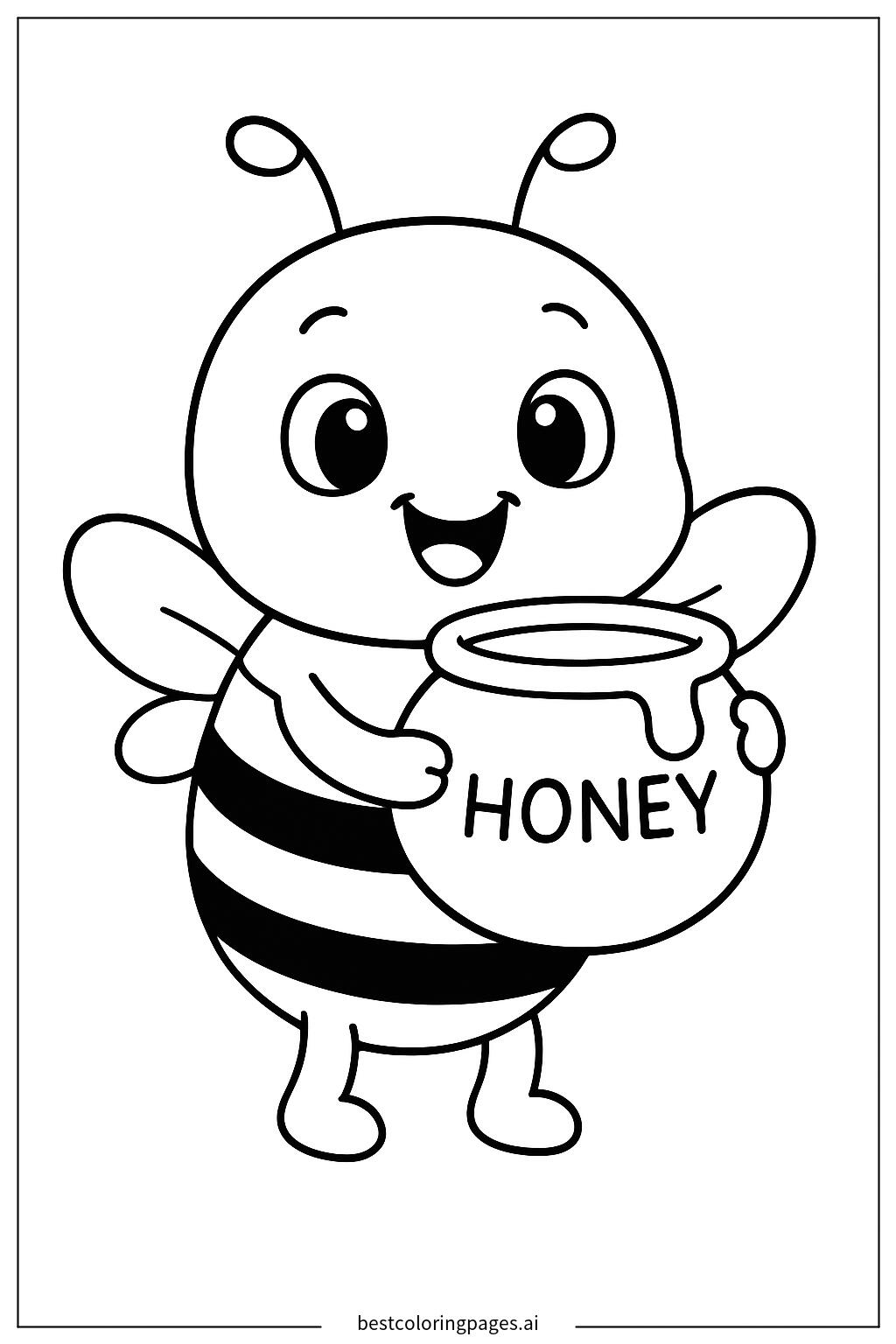 Bee with a pot of honey