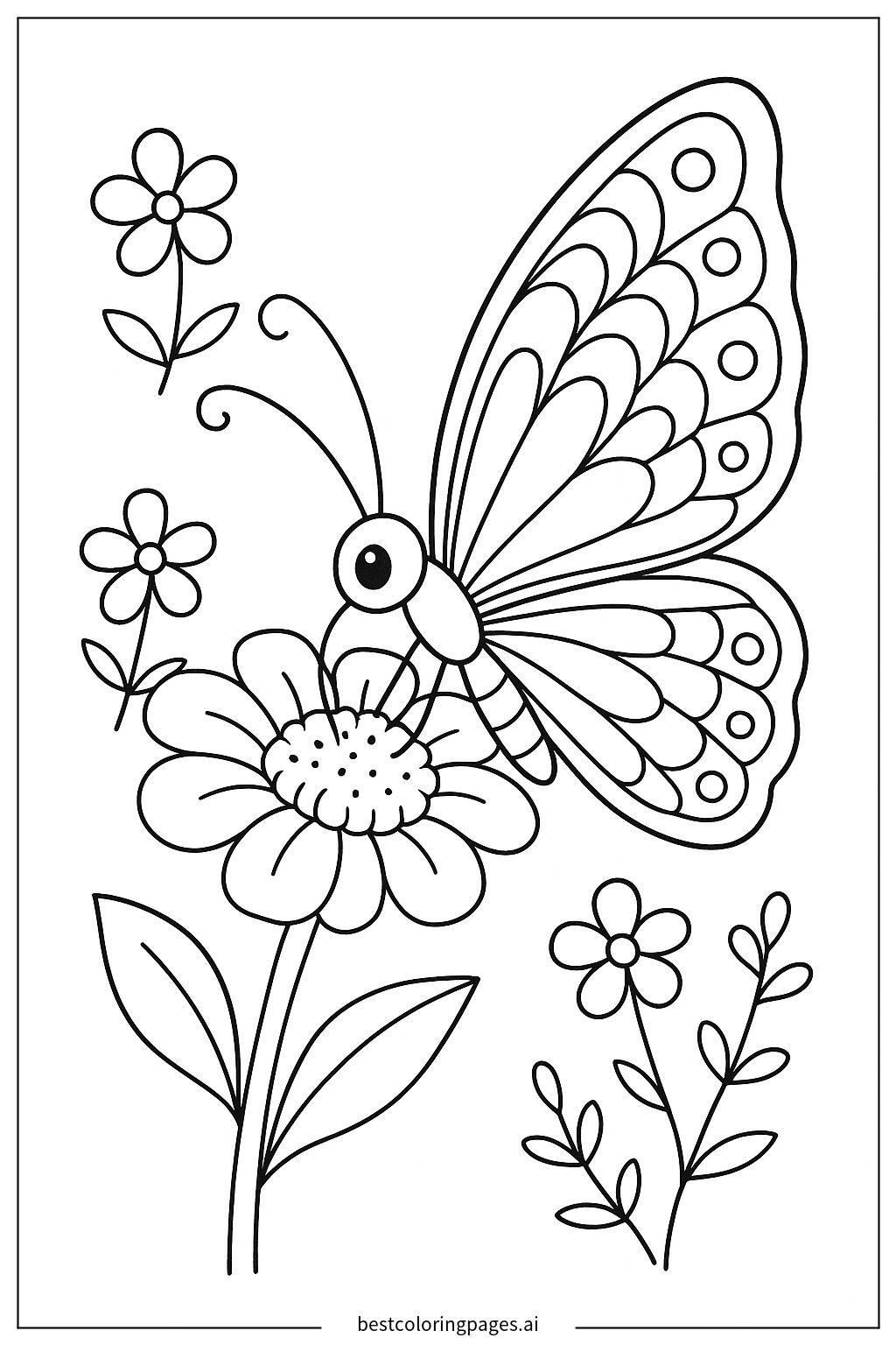 Butterfly drinking nectar from flowers