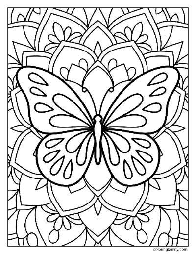 Trang Tô Màu Bướm Mandala Hoa