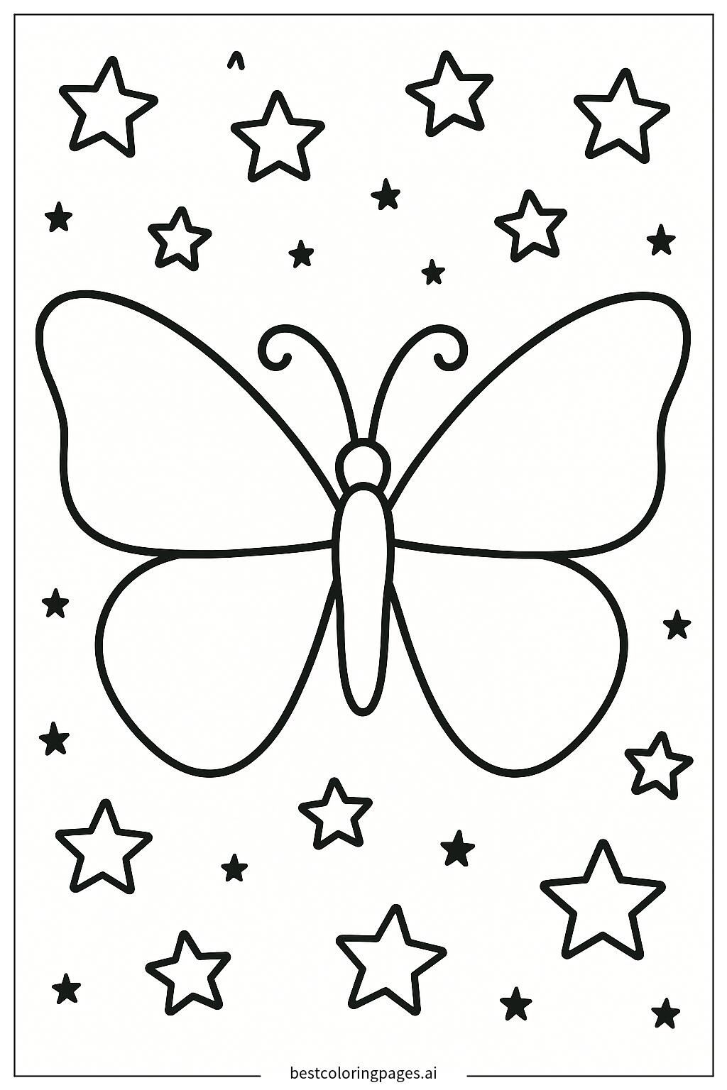 Butterfly surrounded by small stars