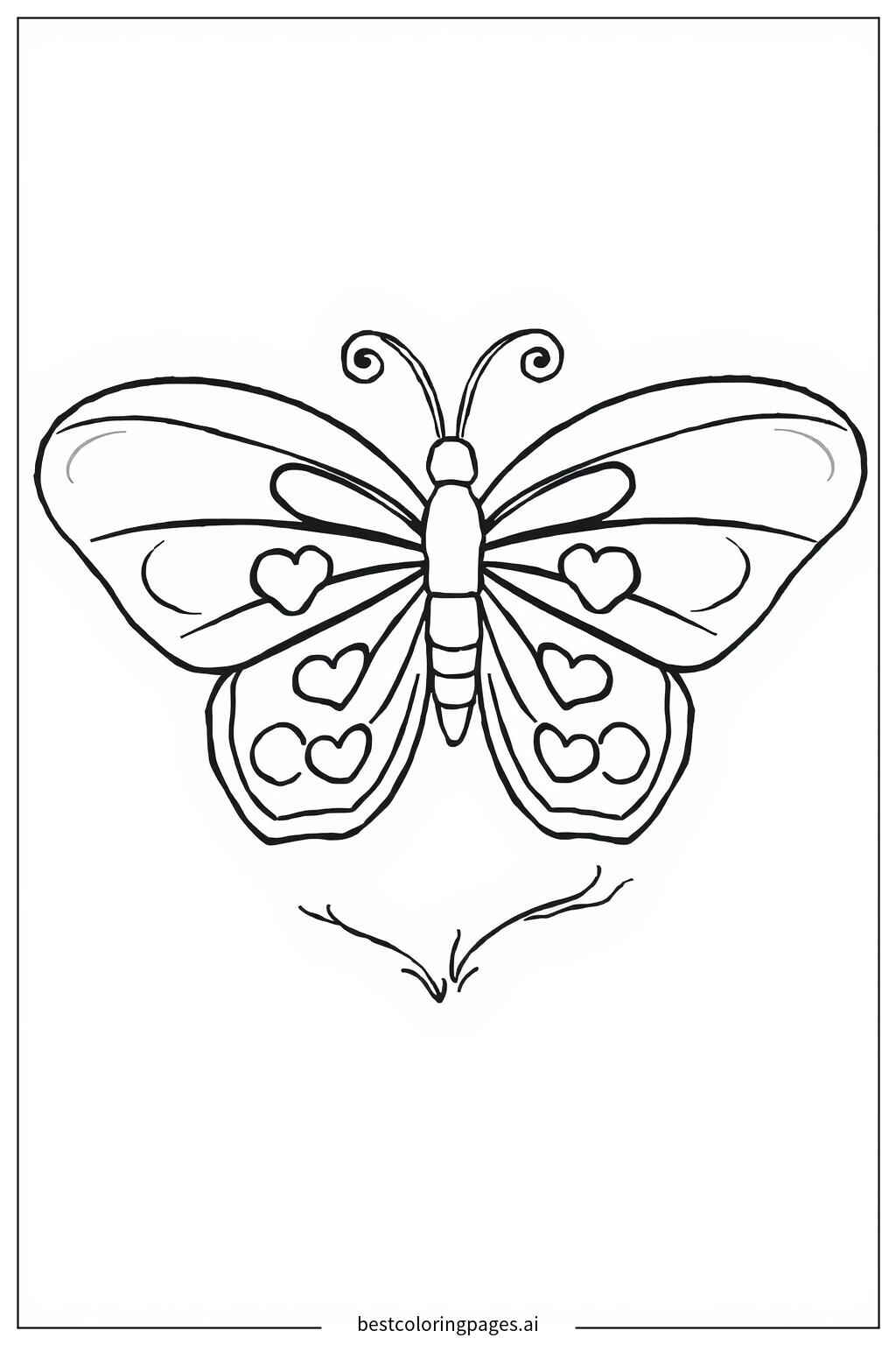 Butterfly with heart patterns on wings