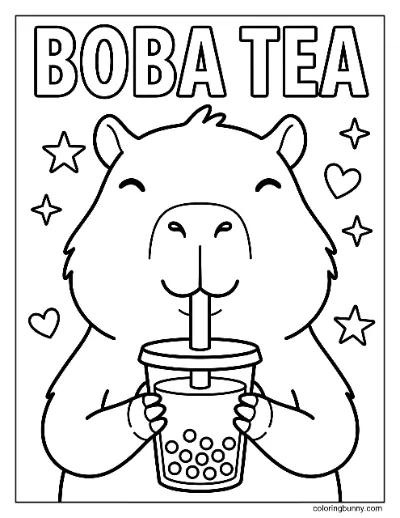 Capybara Trà Sữa Trang Tô Màu