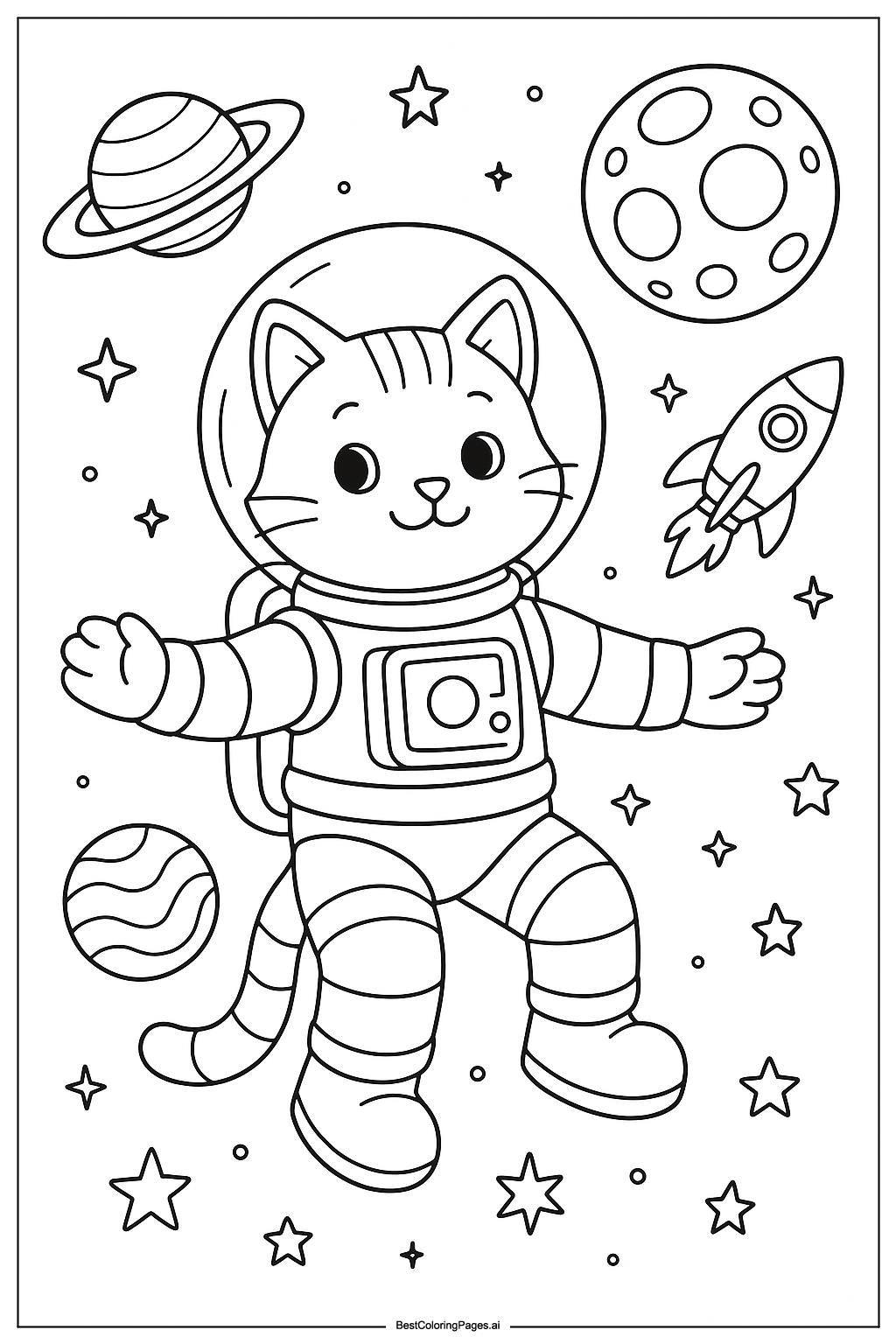 Cat astronaut in space