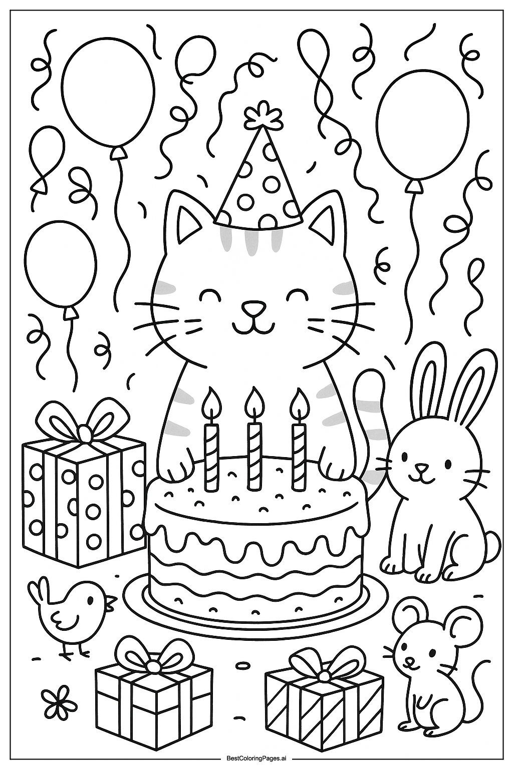 Cat at birthday party