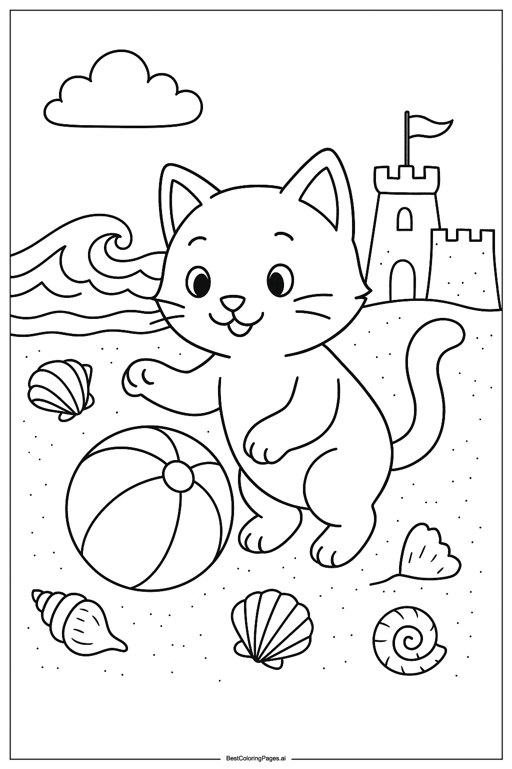 Cat at the beach