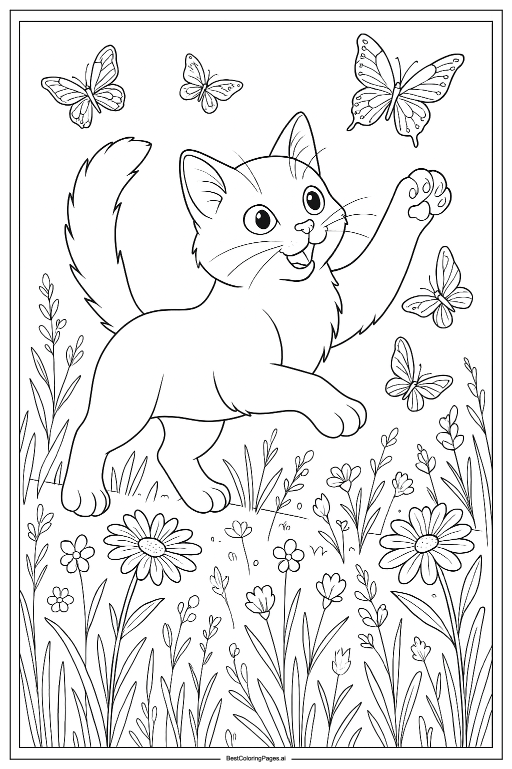 Cat chasing butterflies 1
