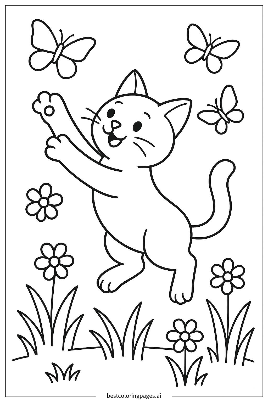 Cat chasing butterflies