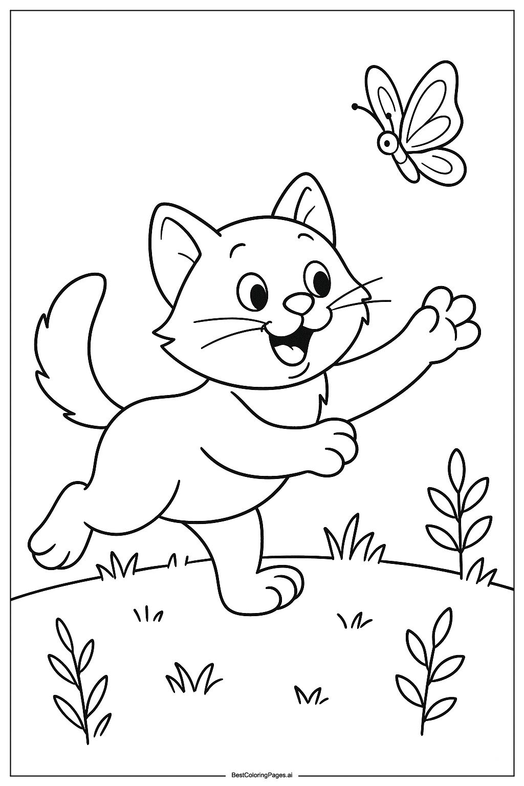 Cat chasing butterfly