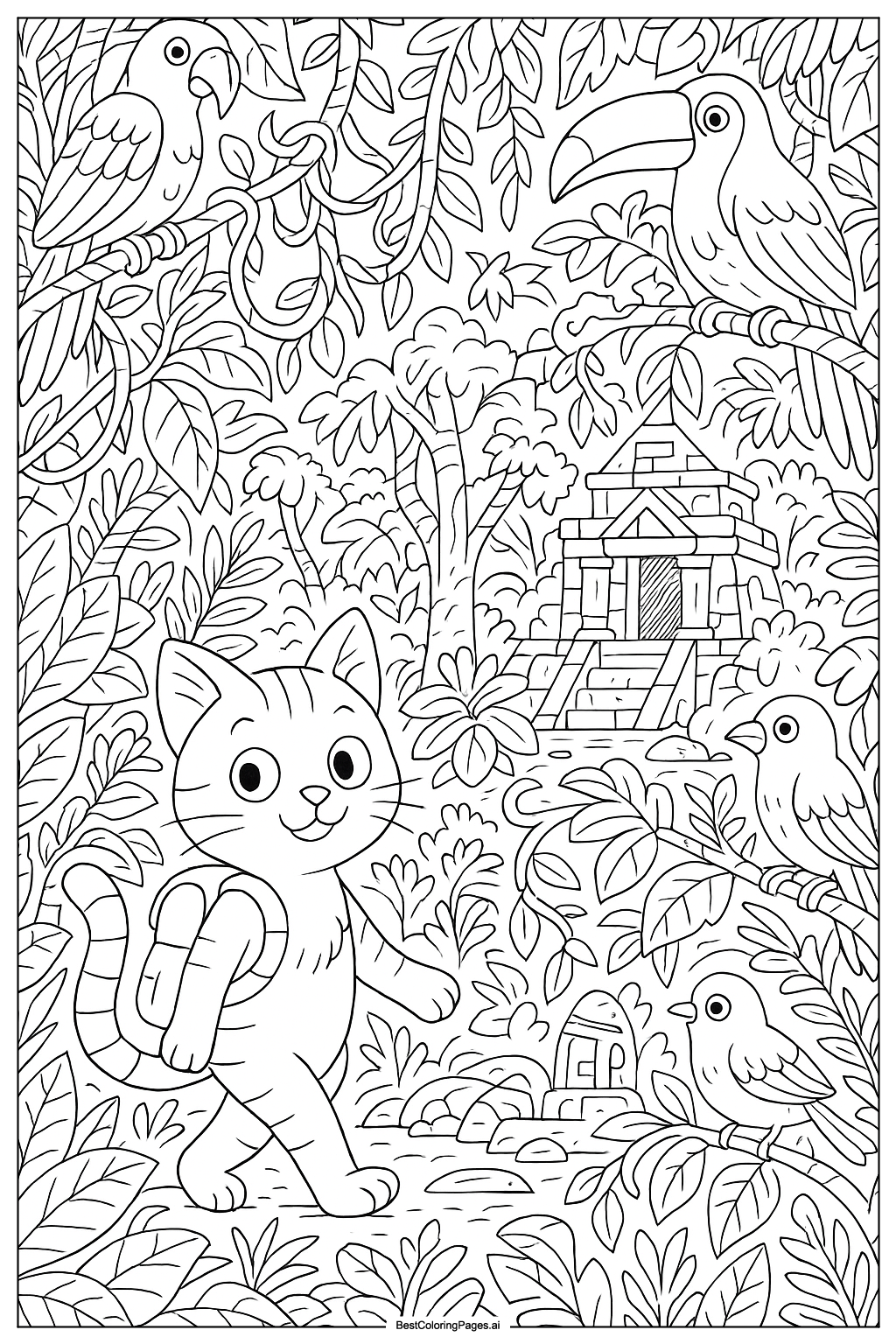 Cat exploring jungle