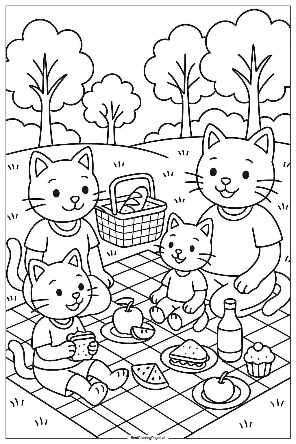 Cat family picnic 1