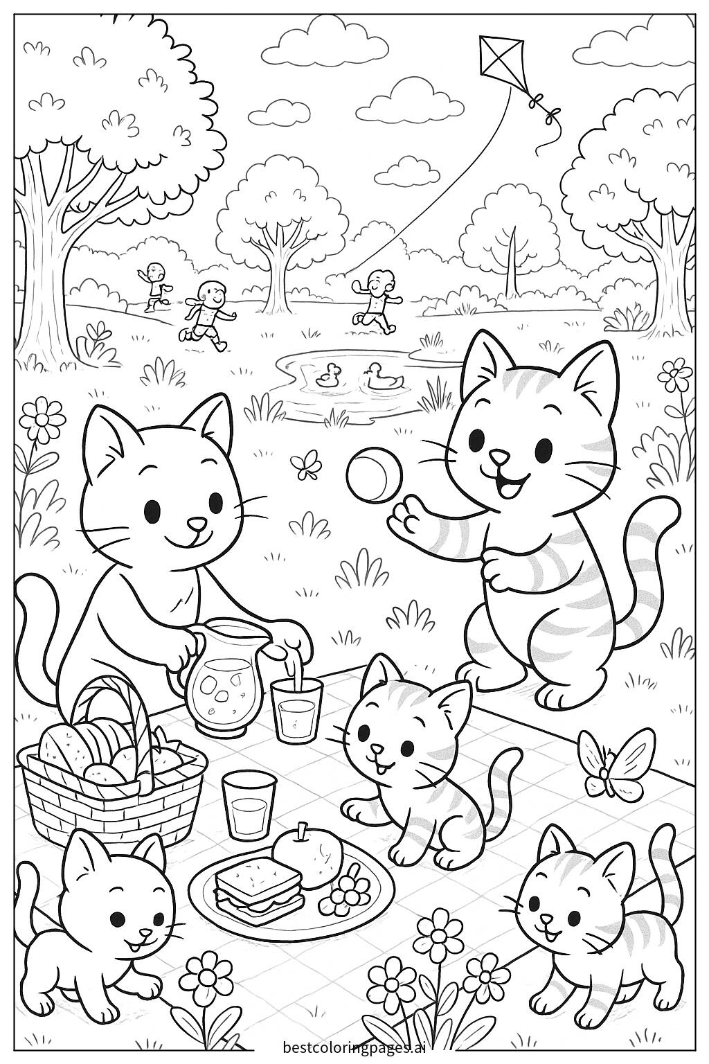 Cat family picnic