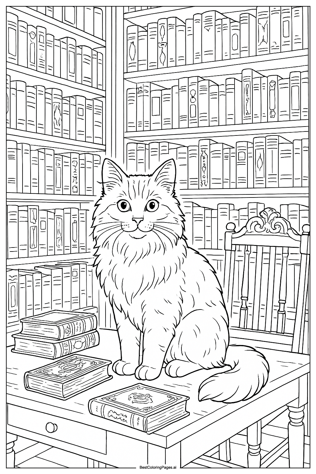 Cat in the library 1