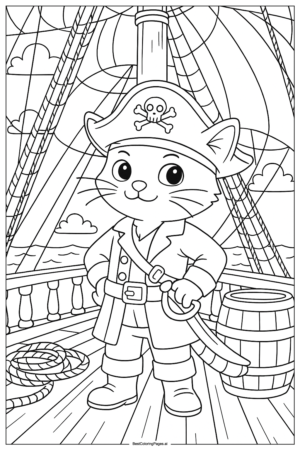 Cat on pirate ship 1