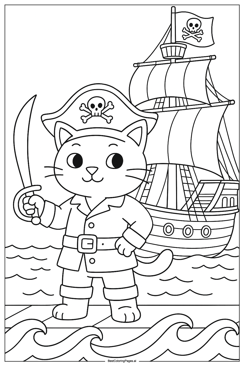 Cat on pirate ship