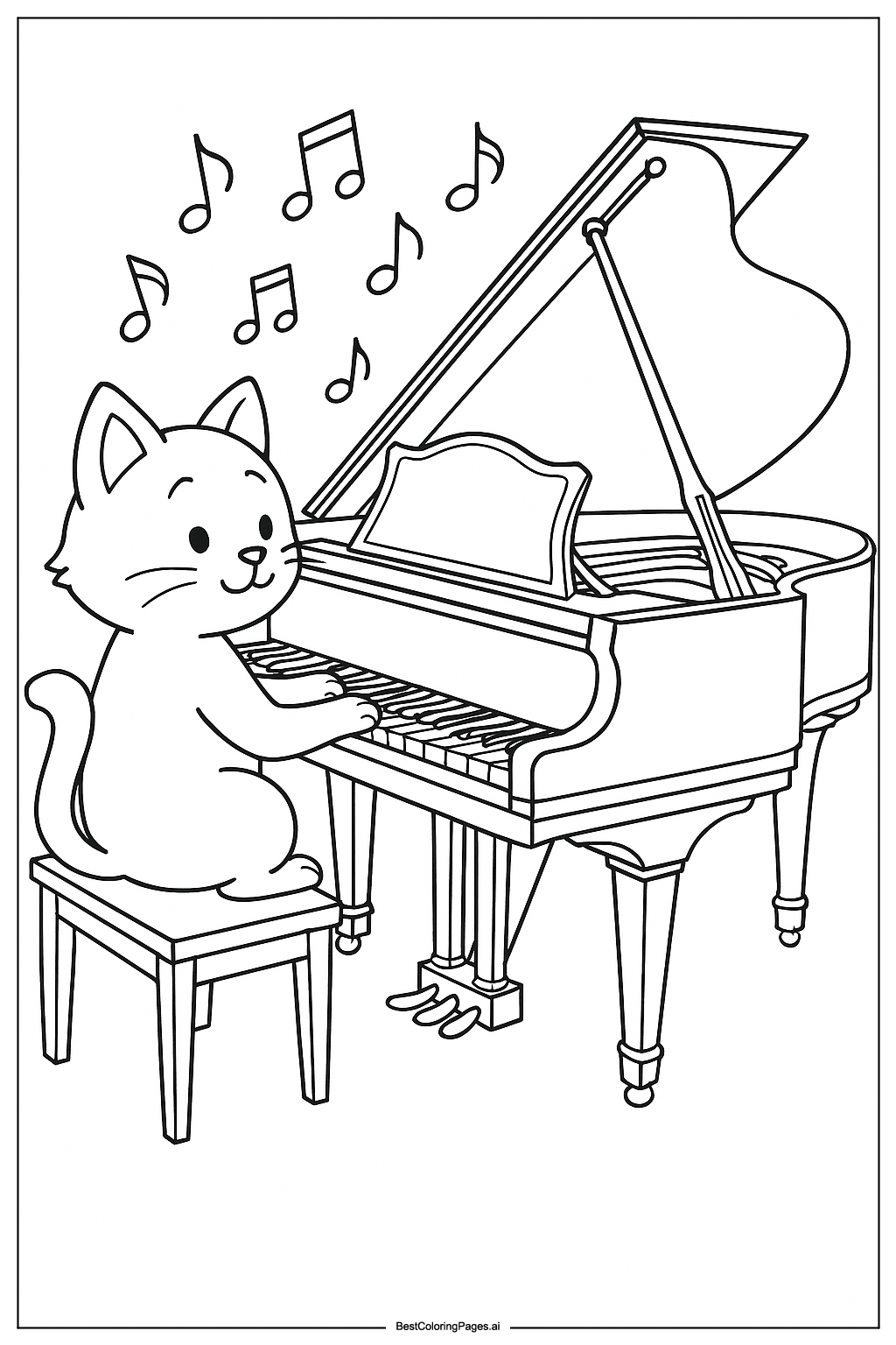 Cat playing piano
