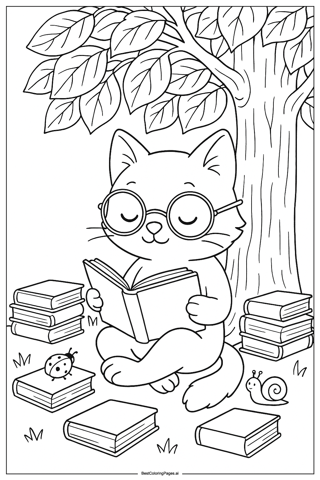 Cat reading book 1