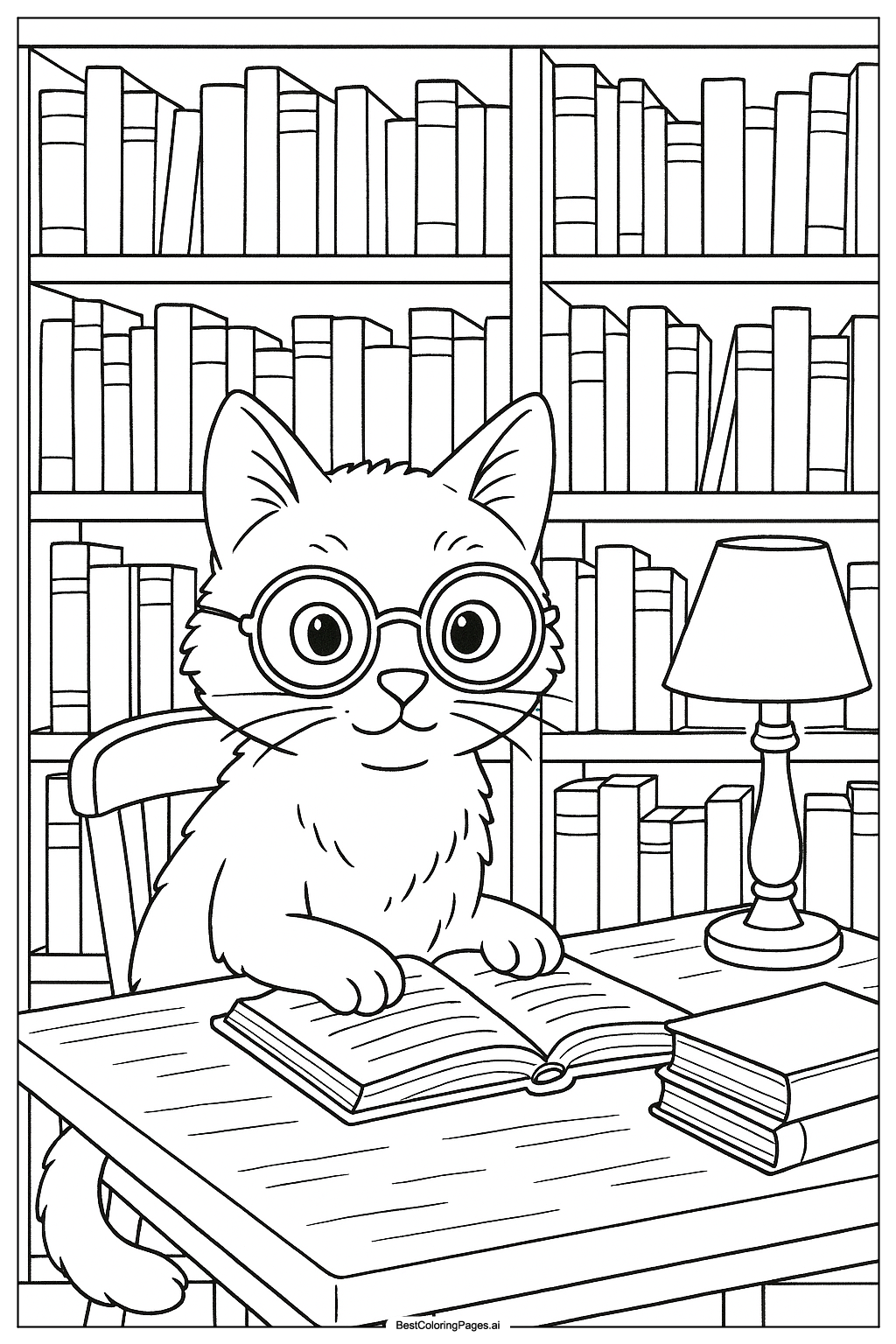 Cat reading book