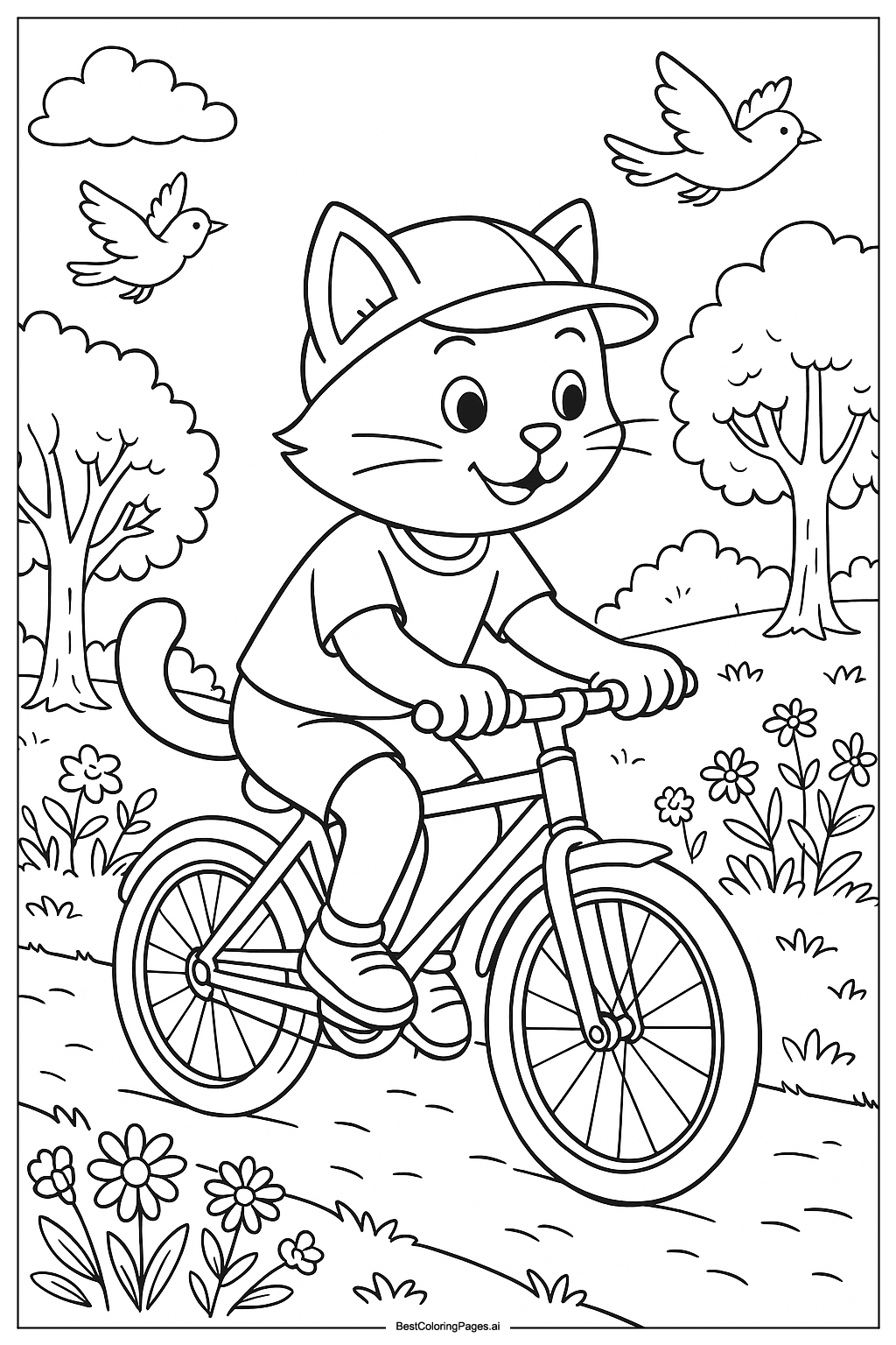 Cat riding a bicycle