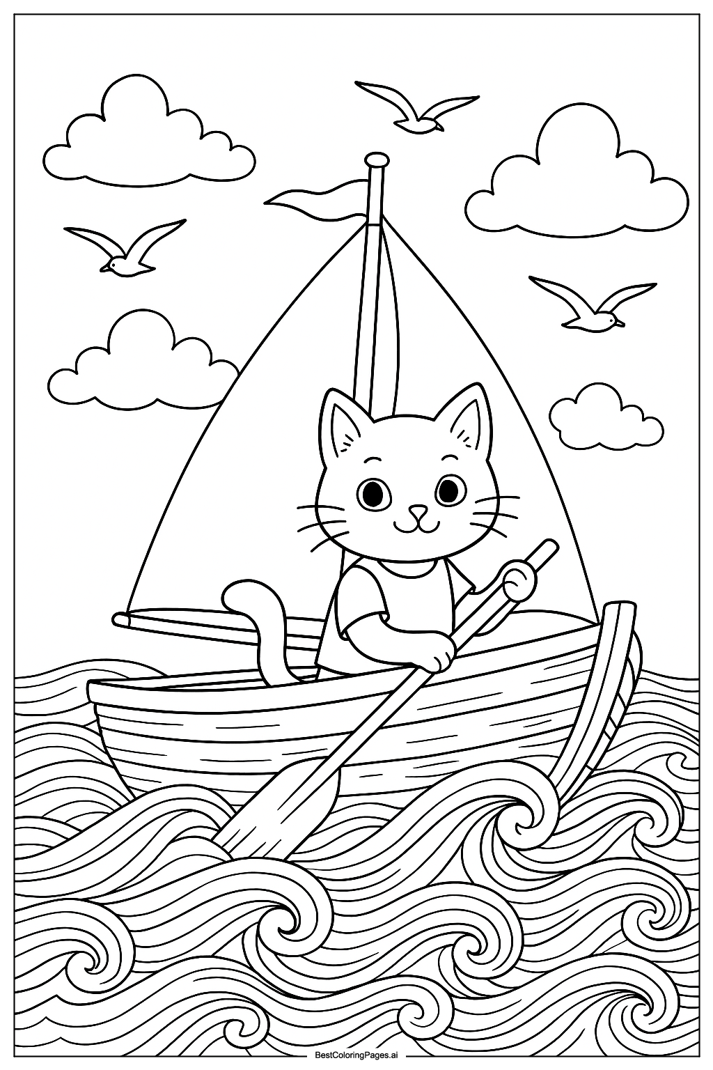 Cat sailing on boat 1