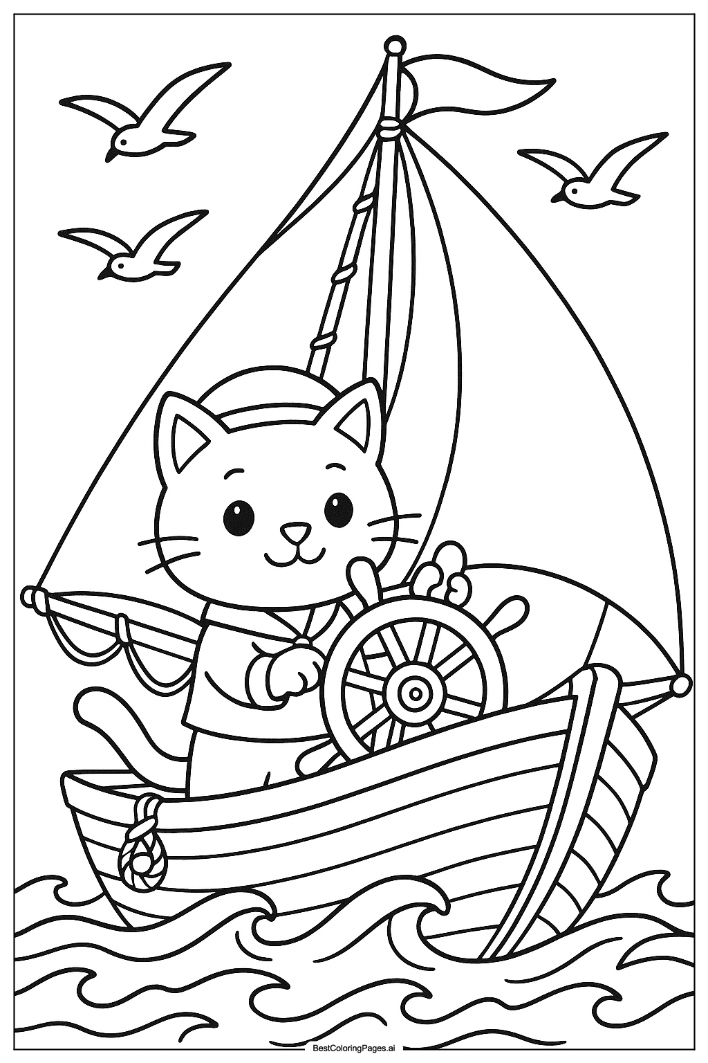 Cat sailing on boat 2