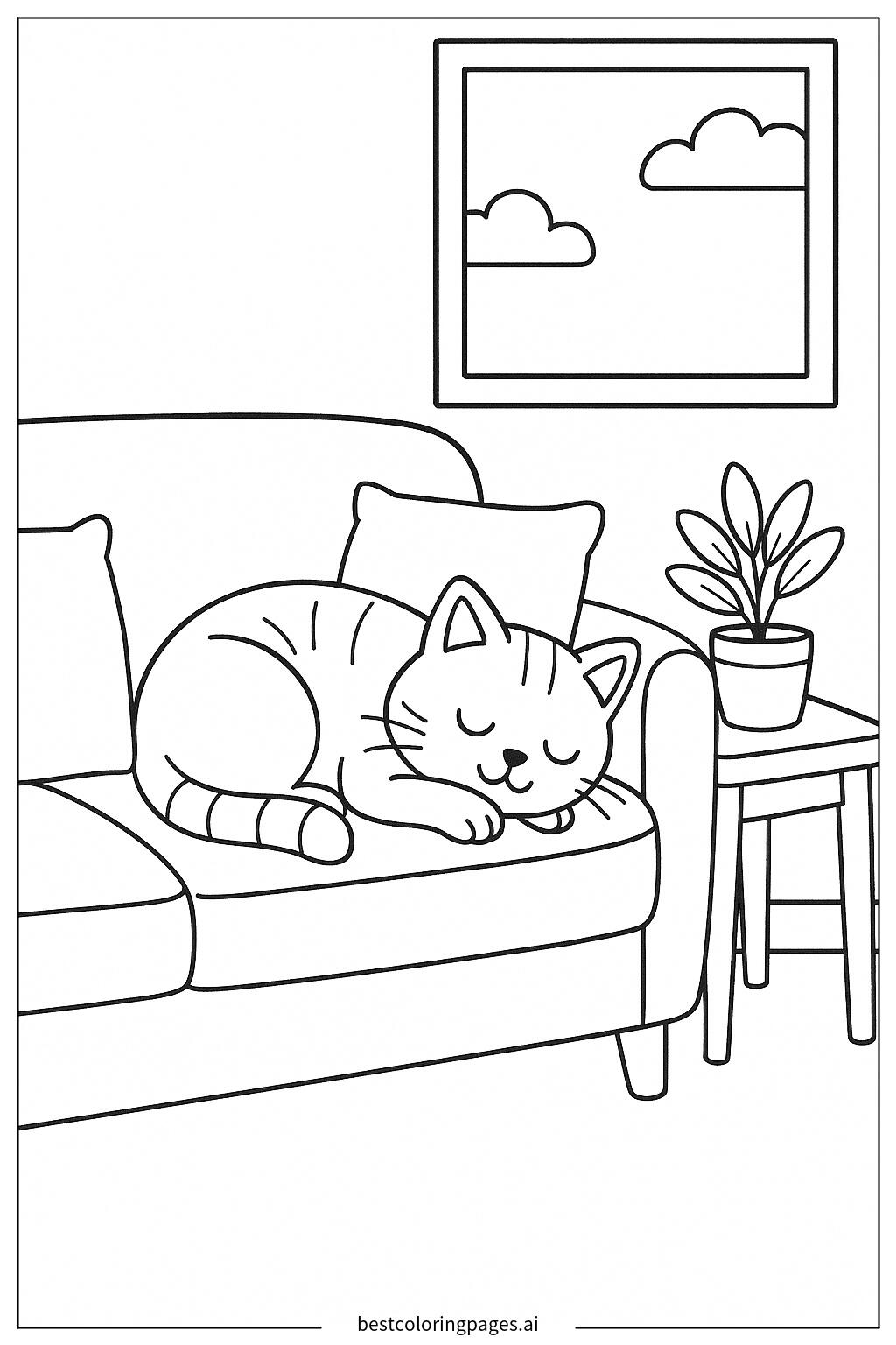 Cat sleeping on sofa
