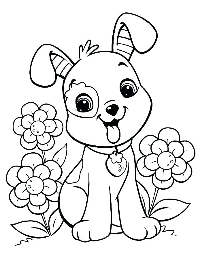 chú chó và những bông hoa