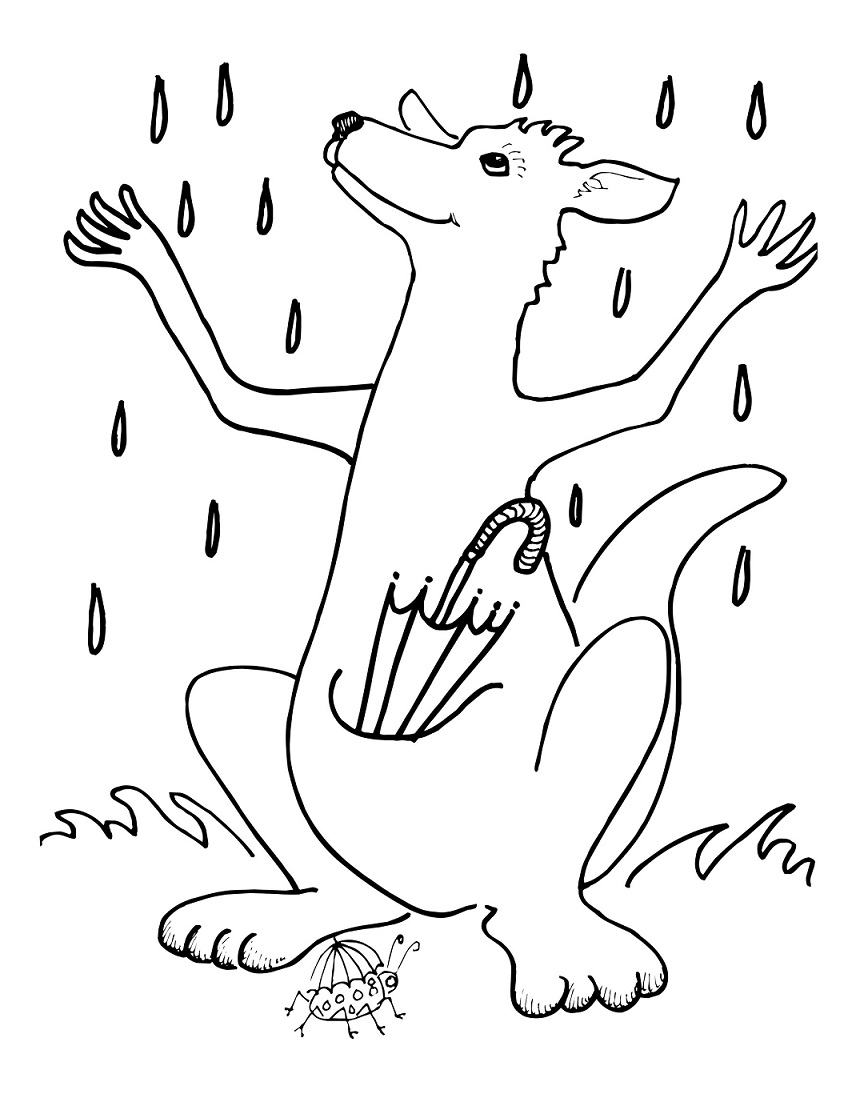 chuột túi đứng dưới mưa