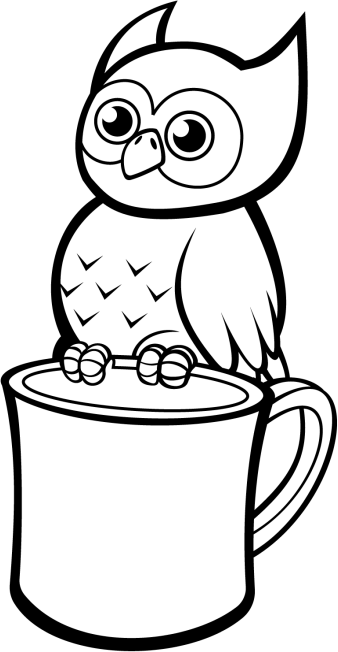 con cú nhỏ đứng trên cốc